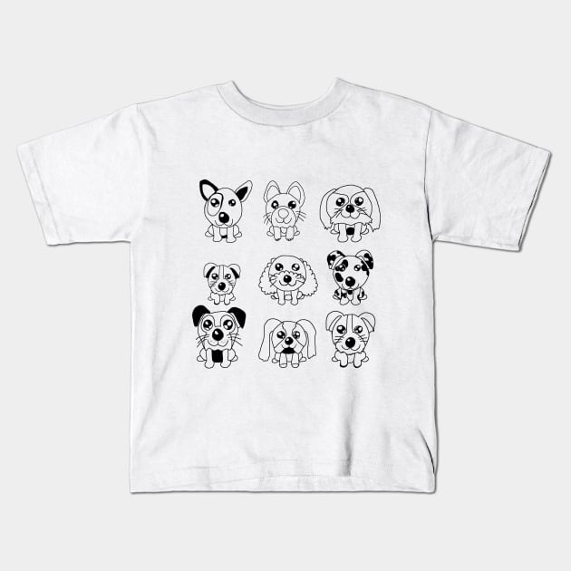 Whimsical Pup Portrayal: Hand-Drawn Dog Art Kids T-Shirt by EnjoyArty